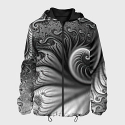 Куртка с капюшоном мужская Футуристический фрактальный абстрактный паттерн Fu, цвет: 3D-черный