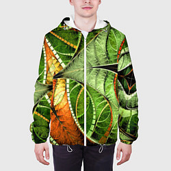 Куртка с капюшоном мужская Растительный абстрактный фрактальный паттерн Veget, цвет: 3D-белый — фото 2