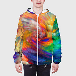 Куртка с капюшоном мужская MULTICOLORED SWIRLS, цвет: 3D-белый — фото 2