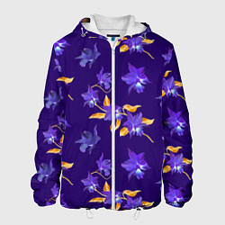 Мужская куртка Цветы Фиолетовые Ирисы На Синем Фоне