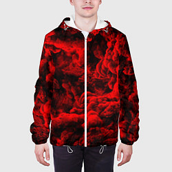 Куртка с капюшоном мужская Красный дым Red Smoke Красные облака, цвет: 3D-белый — фото 2