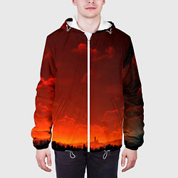 Куртка с капюшоном мужская Облака перед восходом солнца, цвет: 3D-белый — фото 2