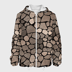 Куртка с капюшоном мужская Черно-коричневая текстура камня, цвет: 3D-белый