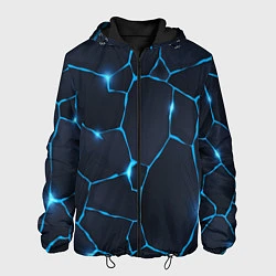 Куртка с капюшоном мужская Синие разломы, цвет: 3D-черный
