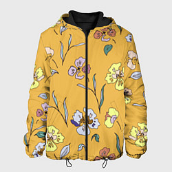 Куртка с капюшоном мужская Цветы Нарисованные На Золотом Фоне, цвет: 3D-черный
