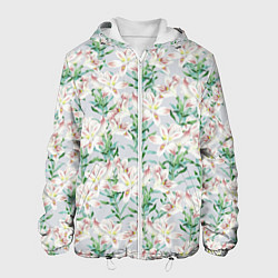 Куртка с капюшоном мужская Цветы Нежные Лилии, цвет: 3D-белый