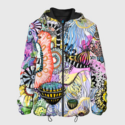 Куртка с капюшоном мужская Подводный цветочно коралловый мир, цвет: 3D-черный