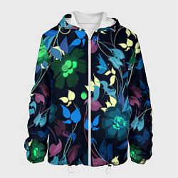 Куртка с капюшоном мужская Color summer night Floral pattern, цвет: 3D-белый