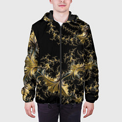 Куртка с капюшоном мужская Черный с золотым фрактал мини Абстракция, цвет: 3D-черный — фото 2