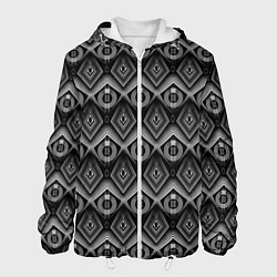Куртка с капюшоном мужская Черно-белый геометрический современный узор арт де, цвет: 3D-белый