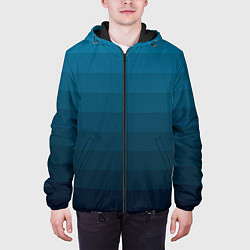 Куртка с капюшоном мужская Blue stripes gradient, цвет: 3D-черный — фото 2