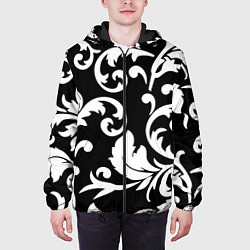 Куртка с капюшоном мужская Minimalist floral pattern, цвет: 3D-черный — фото 2