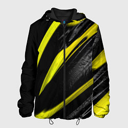 Куртка с капюшоном мужская Жёлтая и Чёрная Масляная Краска, цвет: 3D-черный