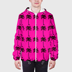 Куртка с капюшоном мужская TEXTURE OF PALM TREES IN COLOR, цвет: 3D-белый — фото 2
