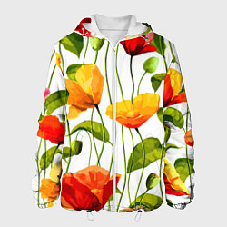 Мужская куртка Волнообразный узор из цветков мака Лето