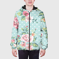 Куртка с капюшоном мужская Романтические розы, цвет: 3D-черный — фото 2