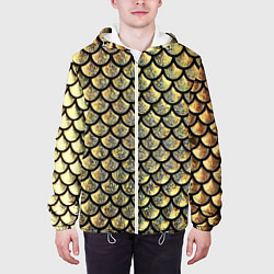 Куртка с капюшоном мужская Чешуя золотая, цвет: 3D-белый — фото 2