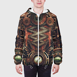 Куртка с капюшоном мужская Mechanical device in Steampunk Retro style, цвет: 3D-белый — фото 2