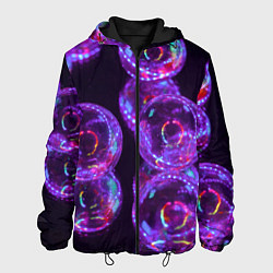 Куртка с капюшоном мужская Неоновые сюрреалистичные пузыри - Фиолетовый, цвет: 3D-черный