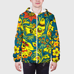 Куртка с капюшоном мужская Хохломская Роспись Две Птицы, цвет: 3D-белый — фото 2