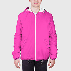 Куртка с капюшоном мужская Яркий розовый из фильма Барби, цвет: 3D-белый — фото 2