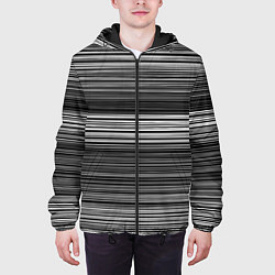Куртка с капюшоном мужская Black and white thin stripes Тонкие полосы, цвет: 3D-черный — фото 2