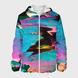 Куртка с капюшоном мужская Multicolored vanguard glitch, цвет: 3D-белый