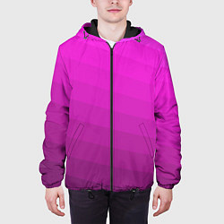 Куртка с капюшоном мужская Розовый неоновый полосатый узор Pink neon, цвет: 3D-черный — фото 2