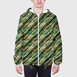 Куртка с капюшоном мужская Абстрактный узор камуфляжной расцветки, цвет: 3D-белый — фото 2