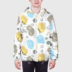 Куртка с капюшоном мужская Разноцветные Многоугольники и Круги, цвет: 3D-белый — фото 2