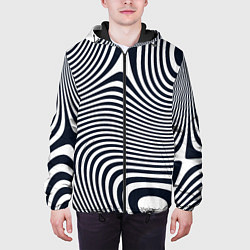 Куртка с капюшоном мужская Гипнотические волны, цвет: 3D-черный — фото 2
