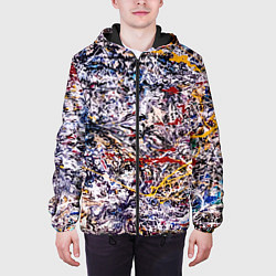 Куртка с капюшоном мужская Холст забрызганный краской Fashion trend, цвет: 3D-черный — фото 2