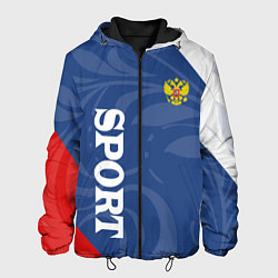 Куртка с капюшоном мужская СПРТИВНАЯ РОССИЯ - ФЛАГ - ГЕРБ, цвет: 3D-черный