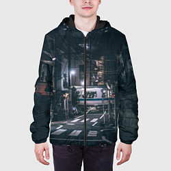 Куртка с капюшоном мужская Ночная улица города - Белый, цвет: 3D-черный — фото 2