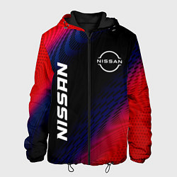 Куртка с капюшоном мужская Nissan Красный Карбон, цвет: 3D-черный