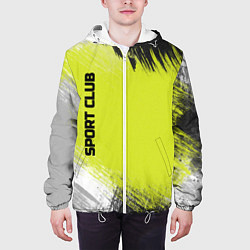 Куртка с капюшоном мужская Sports club gray green pattern, цвет: 3D-белый — фото 2