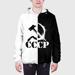 Куртка с капюшоном мужская СОВЕТСКИЙ СОЮЗ - СЕРП И МОЛОТ - Черно-белое, цвет: 3D-белый — фото 2