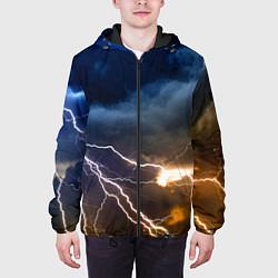 Куртка с капюшоном мужская Разряд молнии в грозовом небе, цвет: 3D-черный — фото 2