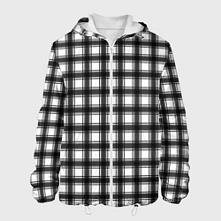 Куртка с капюшоном мужская Black and white trendy checkered pattern, цвет: 3D-белый