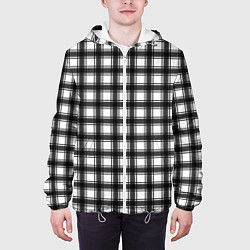 Куртка с капюшоном мужская Black and white trendy checkered pattern, цвет: 3D-белый — фото 2