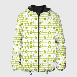 Куртка с капюшоном мужская Зеленые кирпичики и цветы, цвет: 3D-черный