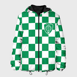 Мужская куртка ФК Ахмат на фоне бело зеленой формы в квадрат
