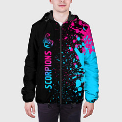 Куртка с капюшоном мужская Scorpions - Neon Gradient, цвет: 3D-черный — фото 2