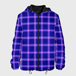 Куртка с капюшоном мужская Фиолетовый клетчатый узор, цвет: 3D-черный