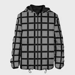 Куртка с капюшоном мужская Темно-серый узор в крупную клетку, цвет: 3D-черный