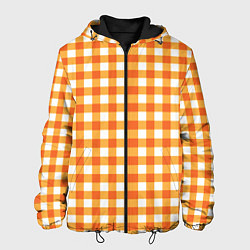 Куртка с капюшоном мужская Бело-оранжевые квадратики, цвет: 3D-черный