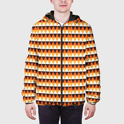Куртка с капюшоном мужская Треугольники на оранжевом фоне, цвет: 3D-черный — фото 2