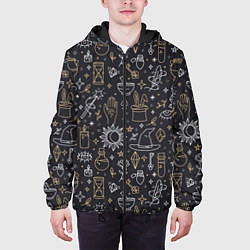 Куртка с капюшоном мужская Ведьмовство, символы ведьмы, цвет: 3D-черный — фото 2