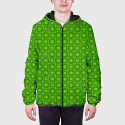 Куртка с капюшоном мужская Зеленые круги и ромбы, цвет: 3D-черный — фото 2