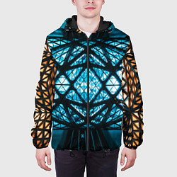 Куртка с капюшоном мужская Неоновые абстрактные фигуры и фонари - Синий, цвет: 3D-черный — фото 2
